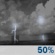 Tonight: A 50 percent chance of showers and thunderstorms, mainly after 11pm.  Partly cloudy, with a low around 74. Southwest wind 5 to 10 mph, with gusts as high as 20 mph. 