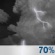 Wednesday Night: Showers and thunderstorms likely.  Mostly cloudy, with a low around 71. Chance of precipitation is 70%.