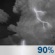 Thursday Night: Showers and thunderstorms, mainly before 1am.  Low around 60. South wind 10 to 15 mph becoming west after midnight. Winds could gust as high as 30 mph.  Chance of precipitation is 90%.