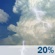 Tuesday: A 20 percent chance of showers and thunderstorms.  Partly sunny, with a high near 86. South wind 5 to 10 mph. 